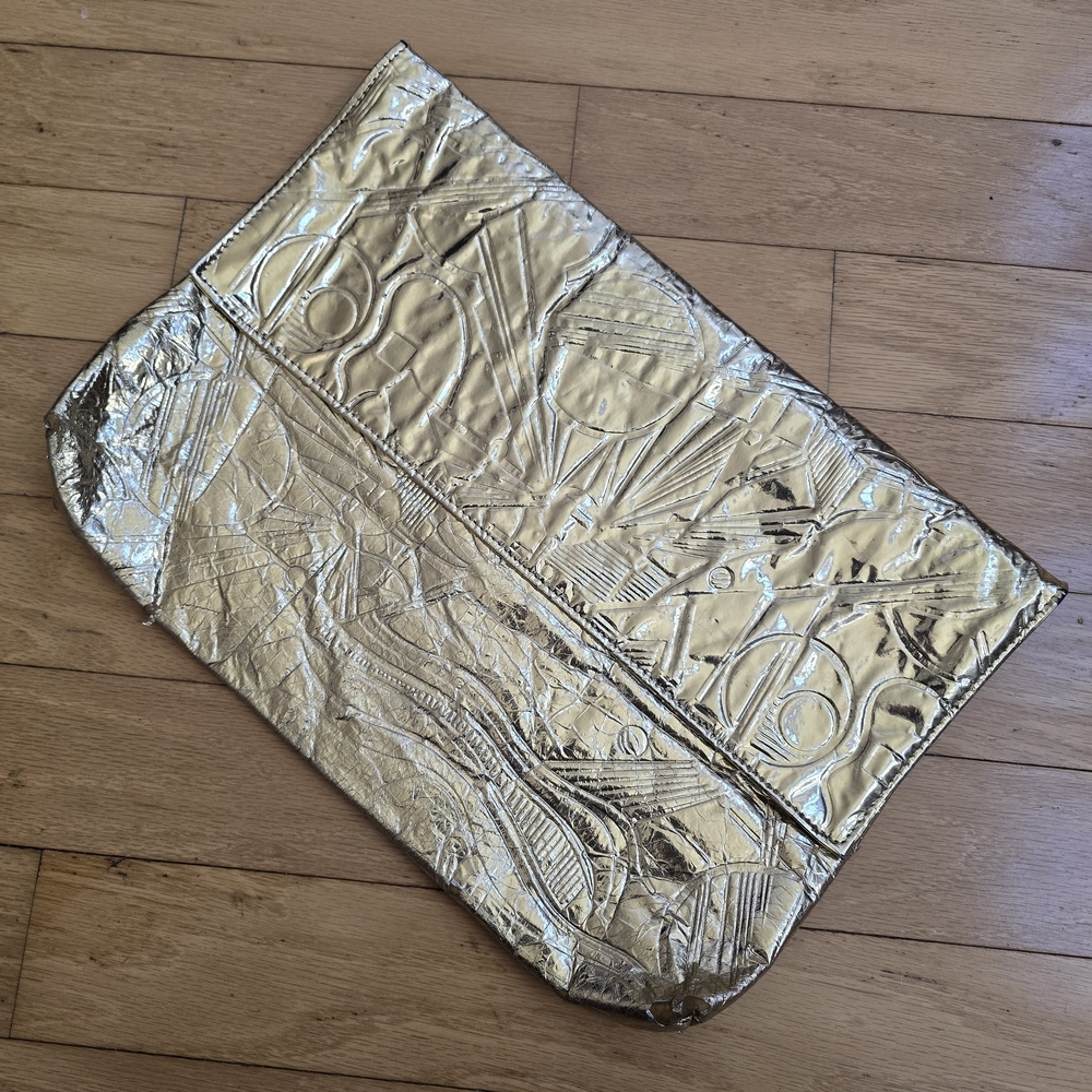 vintage Y2K gold metallic furistic large clutch